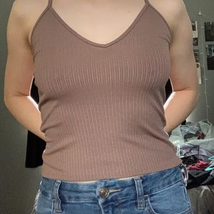 Shein Brown/Nude Crop Tank Top Small Cute Cheap